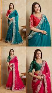 Impresionante Sari de seda suave de alta calidad con trabajo de tejido dorado para colección de festivales y bodas a los mejores precios - Product Image 6