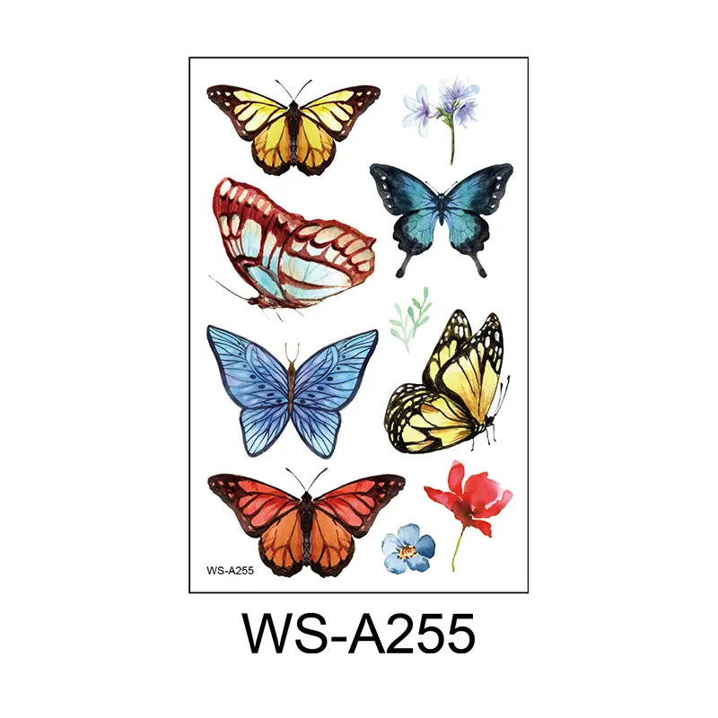 Novo design de adesivos de tatuagem temporária para mulheres e meninas de tamanho pequeno borboletas