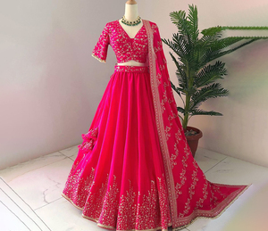 Ropa de fiesta exclusiva de diseñador colección de boda Lehanga Choli nupcial Lehenga Choli para mujer Compra de fabricante indio - Product Image 1