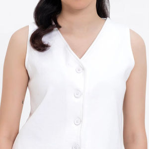 100% High Quality Customizable Cotton-Blend Knit <b>Vest</b> Blazer and Solid Color Casual Shorts-<b>White</b> <b>Women's</b> Tank Tops-Wholesale - Product Image 2