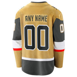 Gold Gray and <b>White</b> Custom Hockey Jersey for Men <b>Long</b> <b>Sleeve</b> Breathable Patchwork Sportswear Comfortable Lightweight Athletic - Product Image 1
