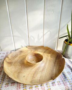 Venta caliente de virutas de madera y bandeja de inmersión con secciones divididas Plato de servicio elegante para aperitivos Dips - Product Image 6