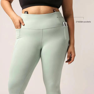Leggings de Yoga de Cintura Alta para Mujer, Control de Abdomen, Pantalones Deportivos Sólidos para Gimnasio y Entrenamiento, con Bolsillos, Venta al Por Mayor Personalizada - Product Image 3