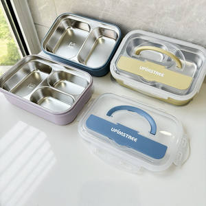 MM热卖大容量2格饭盒带勺子304不锈钢饭盒套装 - Product Image 5