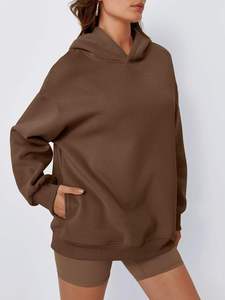 เสื้อสเวตเตอร์มีฮู้ดผ้าฟลีซโอเวอร์ไซส์2025ทันสมัยสำหรับผู้หญิงราชินีเสื้อลำลองแขนยาวแบบสวมหัวเสื้อด้านหน้าฤดูใบไม้ร่วงสุดเพอร์เฟกต์ - Product Image 5