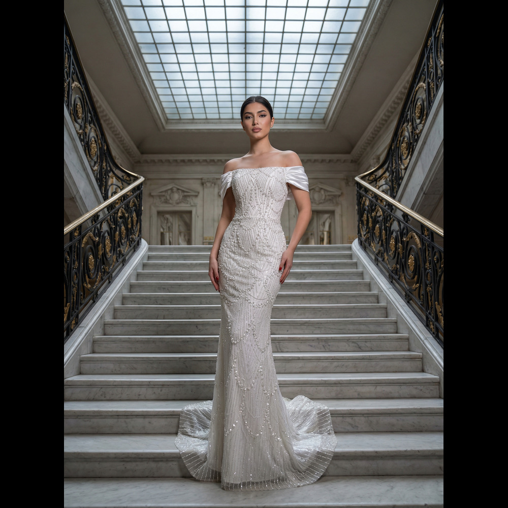 Premium Modern Fitted Straight Wedding Dress off Shoulder Bridal Gown  Elegant Luxury Evening Dress Long Train Designer Style| Alibaba.com