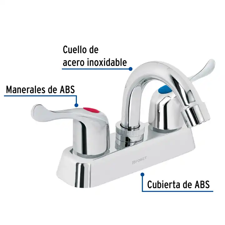 2-Unit Box 4' ABS Basin Mixers Dual Handle Curved Neck Lever 3-Hole Faucet Mount Brushed Hot Cold Water Mixer for Home Use