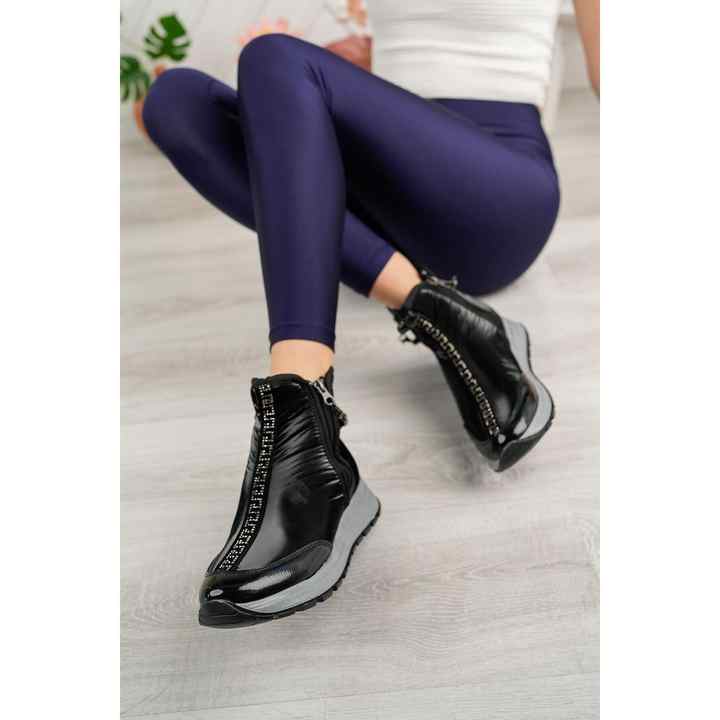 Suins Vanessa Diver Fabric Special Design Zippered Boots with Stone Accessories