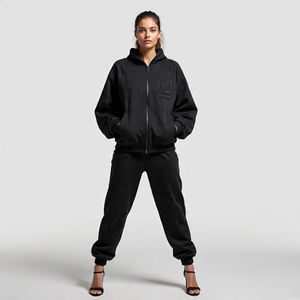 Women Winter Hooded Solid Eco-Friendly 400g <b>1</b>/4 <b>Zip</b>-Up Tracksuit Casual Heavyweight Long Sleeve <b>Sweatshirts</b> and Sweatpants - Product Image 3