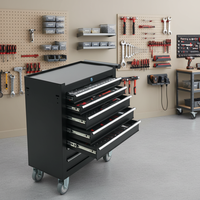 Armoire à outils mobile en acier robuste à 7 tiroirs avec roues verrouillables et doublures en EVA pour garage et atelier OEM ODM