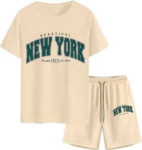 ชุดเซ็ตเสื้อยืดและกางเกงขาสั้นลำลองสำหรับผู้ชายฤดูร้อน ระบายอากาศได้ดี น้ำหนักเบา กันลม ไซส์ใหญ่ 2 ชิ้น - Product Image 1