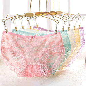 Premium Sexy Lace Panties Women Nylon Spandex Floral Sheer Mesh Breathable Boyshort Lingerie Knitted Hole OEM Wholesale - Product Image 1