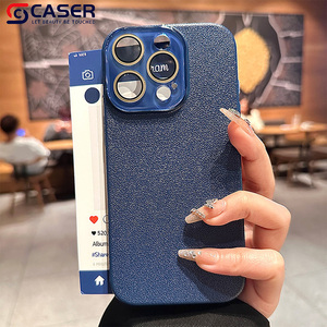 Coque de téléphone de luxe en velours <span class=keywords><strong>mat</strong></span> texturé litchi pour iPhone 14-17 avec protection d'objectif transparente améliorée - Product Image 4
