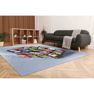 Alfombra con estampado de grafiti colorido - Grande, decoración para salón, regalo para él, alfombra delgada no tejida - Product Image 2