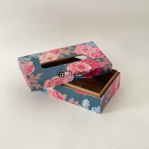 Boîte à mouchoirs décorative artisanale en bois émaillé imprimé écologique de qualité supérieure Tradebyd pour la maison - Product Image 4