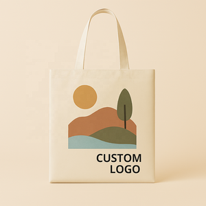 Bolsa de lona de algodón 100% reutilizable en blanco respetuosa con el medio ambiente personalizada con estilo de mango bolsas de compras de algodón con impresión de logotipo personalizado - Product Image 5