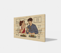 Décoration Murale Artistique Sans Cadre pour Couples Romantiques, Style Art Déco, Faite à la Main, Légère, Durable, Créative, en Bois, pour la Maison