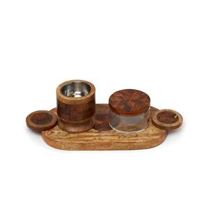 Bandeja Redonda de Madera Hecha a Mano con Incrustaciones de Nácar, Estilo Árabe, Bandeja Decorativa para Regalo de Ramadán, Bandeja para Servir Chocolate - Product Image 2