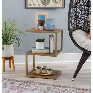 Ensemble de 2 tables d'appoint modernes décoratives faites à la main avec cadre en métal et dessus en bois Table de chevet pour petits espaces Tables - Product Image 4