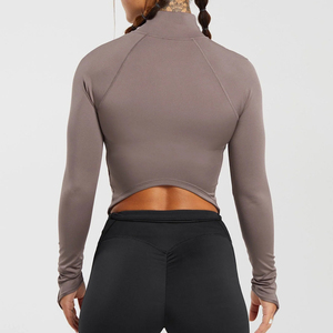 Vêtements de sport pour femmes en gros, chemises de sport fines à manches longues, respirantes, en maille, veste de fitness, yoga, course à pied, jogging, veste de yoga pour femmes - Product Image 3