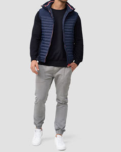 Veste matelassée sans manches à col montant en coton avec logo personnalisé, coupe-vent respirante, streetwear - Product Image 1