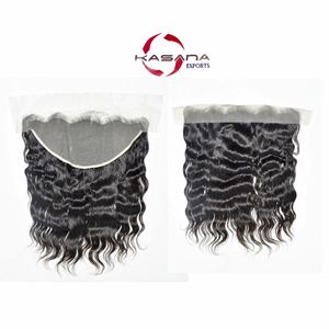 Cheveux humains cambodgiens bruts 13*6 Frontal, cuticules alignées, couleur naturelle noire, double trame machine, ondulations profondes, pour femmes - Product Image 1