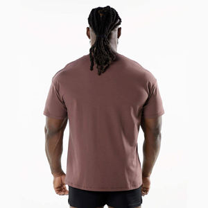 Camiseta Extra Grande para Hombre, Color Marrón, Algodón Grueso, Corte Holgado, Manga Corta, Estilo Urbano, Informal, Relajada, Básica para Gimnasio, Lisa, con Logotipo Personalizado - Product Image 2