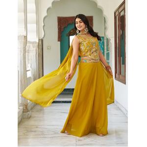 Ensemble de luxe haut de gamme pour femme : Blouse, pantalon palazzo et dupatta – Tenue ethnique de soirée disponible pour la vente en gros - Product Image 1