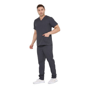Ensemble complet de gommage médical avec pantalon à taille élastique et haut léger pour le personnel de santé col en V combinaison de gommage à l'hôpital - Product Image 1