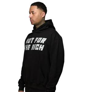 Sweat à capuche noir surdimensionné pour homme, 380GSM, coton biologique lourd, streetwear, pull avec grand logo imprimé sur le devant et le dos - Product Image 4