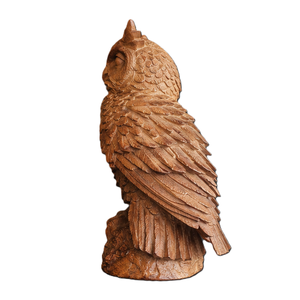 Sculpture d'hibou en bois faite à la main, écologique et personnalisable, figurine sculptée, décoration animale rustique pour la table du salon - Product Image 2
