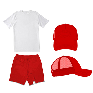 Adults Unisex Summer Printed Plus Size T-<b>Shirts</b> and Shorts Sets with Baseball Cap 100% Cotton - Product Image 4
