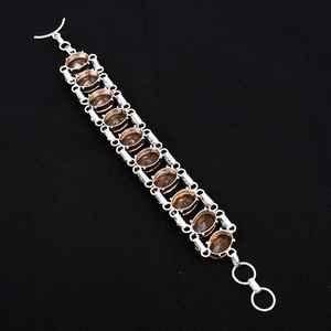 Pulsera de piedras preciosas de morganita | Plata de Ley 925 | Pulsera ajustable | Piedra preciosa de forma ovalada | Regalo de pulsera de plata - Product Image 3