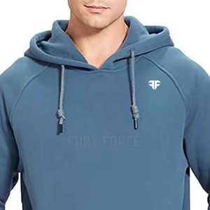 เสื้อสเวตเตอร์ผ้าฟลีซแบบสวมหัวมีฮู้ดของผู้ชายผ้าฝ้าย100% ทนทานกำหนดโลโก้ได้เองสีพื้นน้ำหนักเบา - Product Image 4