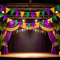 Guirlande de fanions triangulaires Mardi Gras 12 pièces, drapeaux violet, vert et or pour la décoration de fête du carnaval brésilien