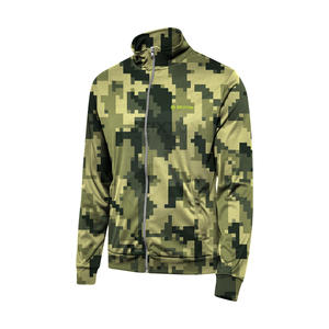 Sweat à capuche à fermeture éclair camouflage numérique personnalisé pour hommes, col haut décontracté Streetwear broderie 3D hiver OEM Camouflage fermeture éclair techniques lavées - Product Image 3