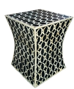 Tabouret cylindrique en MDF incrusté d'os en gros incrusté d'os tabouret de salon moderne de bonne qualité pour chambre à coucher - Product Image 4