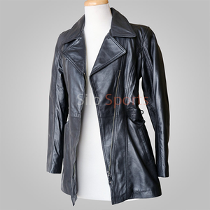 แจ็คเก็ตหนังแกะแท้สีดำสไตล์หรูหราสำหรับผู้หญิง  แบบเย็บติดกัน ระบายอากาศ กันน้ำ กันลม เหมาะสำหรับฤดูหนาว  ขั้นต่ำในการสั่งซื้อน้อย คุณภาพสูง - Product Image 2
