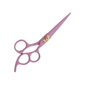 กรรไกรช่างตัดผมพร้อมสกรูสีทองและแหวนสามวงเคลือบสีชมพูกรรไกรตัดผมแบบพรีเมียมมีดโกนใบมีดคม - Product Image 1