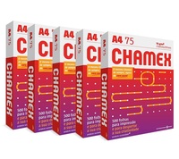 Papel de Copia Chamex A4 de Alta Calidad, Blanco, 70gsm/75gsm/80gsm, 100% Pulpa de Madera Virgen, Reciclable, 500 Hojas, Alto Brillo
