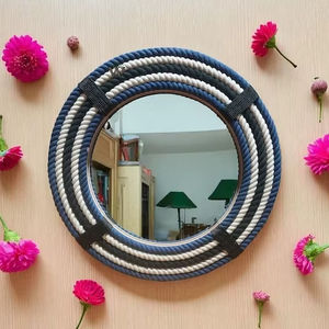 Espejo Decorativo de Resina con Diseño Dorado, Espejo Colgante, Estilo Francés Tallado, Retro, con Lámina Dorada Hueca - Product Image 1