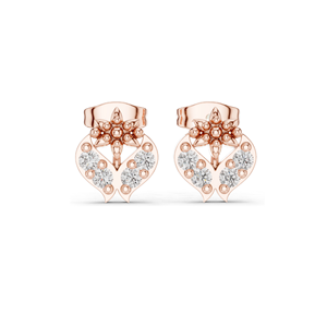 Boucles d'oreilles clous en forme de cœur floral avec diamant de laboratoire 0,28 CT, clarté VVS-VS EF, or 18 carats, 14 carats, 10 carats et argent 925, rose, jaune, blanc - Product Image 3