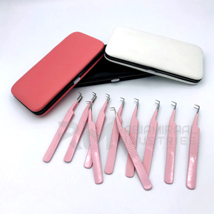 RMI Hot Selling Pink Powder Coated 90 degree <b>Eyelash</b> Tweezer With Display Tweezer Holder Stand Suatainable <b>Magnetic</b> Case Packing - Product Image 3