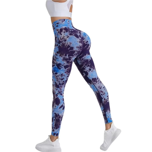 Chaude taille haute sans couture cravate teinture Gym vêtements de sport vêtements de sport Fitness pantalons d'entraînement Yoga Leggings vêtements en gros - Product Image 3