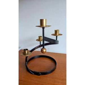 Unique Black Decorative Metal Candelabra <b>Holder</b> with Candle Jar for Christmas Parties and Wedding Tabletop Decorations - Product Image 2