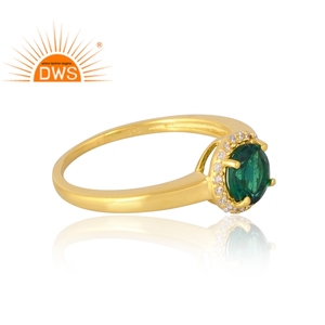 Venta caliente 925 Plata de Ley 18K Chapado en oro Natural Cz & Anillo de piedras preciosas Esmeralda Demi Fine Jewelry Manufacturer - Product Image 4