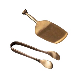 High Quality Handmade Metal Gold Tongs & Spatula <b>Set</b> Manufacture in India At Affordable Price - Product Image 5