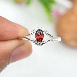 Belle dernière conception grenat Cz bague de fiançailles en argent sterling 925 bijoux minimalistes fins anniversaire de mariage cadeau bague elle - Product Image 6