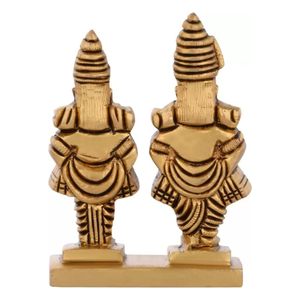 Brass Vitthal Rukmani ji 3.2 Inch Golden Idol Murti Home Decorative Metal <b>Craft</b> Showpiece - Product Image 3