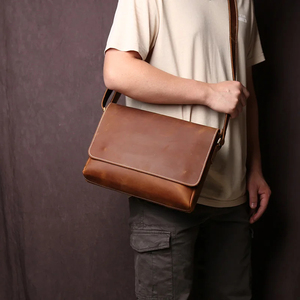 New Genuine <b>Leather</b> Men's Shoulder <b>Bag</b> First Layer <b>Leather</b> Vertical <b>Crossbody</b> <b>Bag</b> Casual Versatile <b>Bags</b> - Product Image 5
